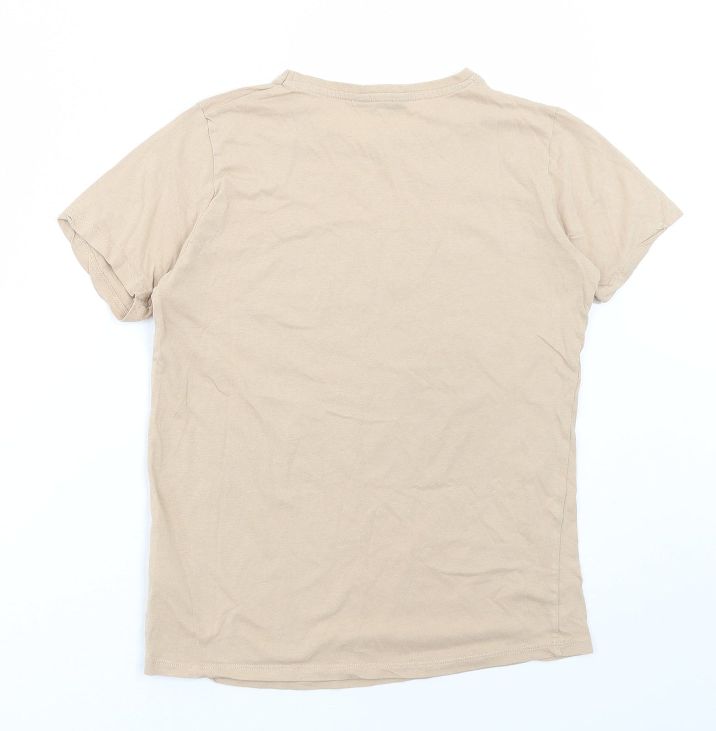 Womens UK Size 6 New Look Beige Basic T-Shirt