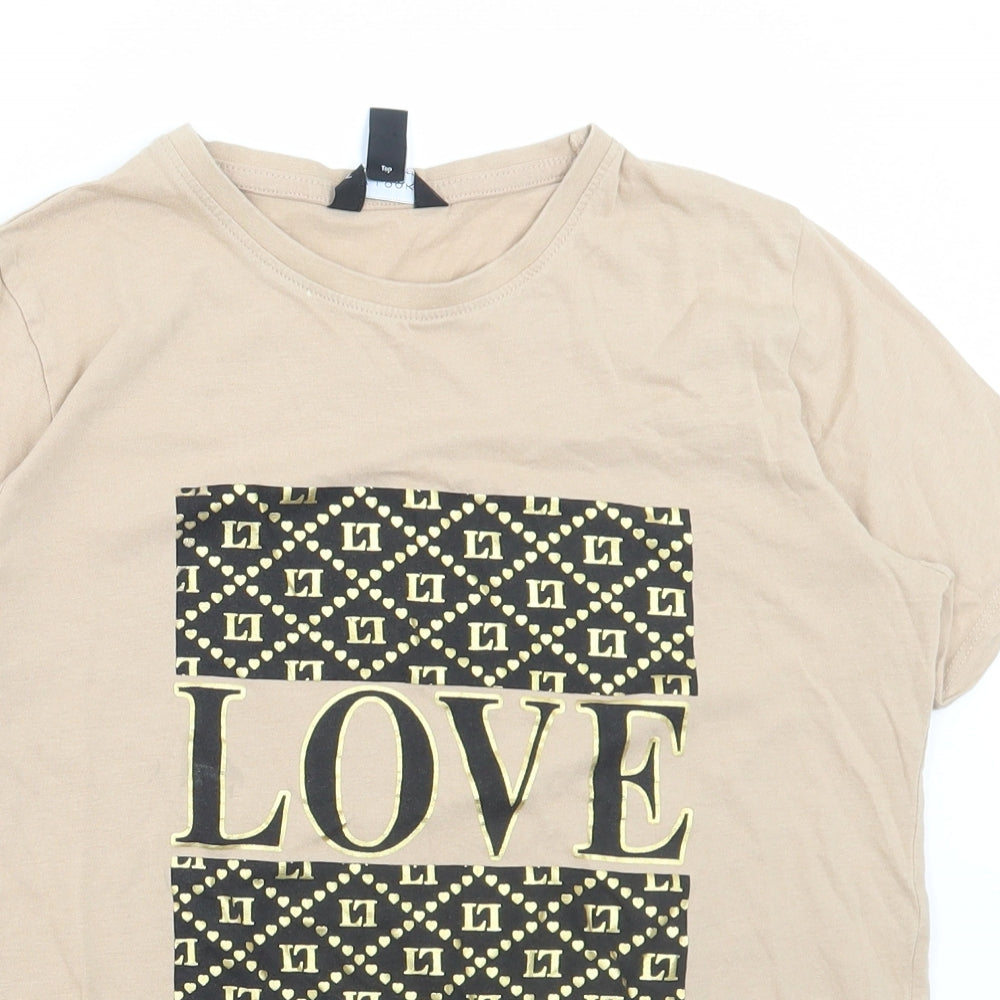 Womens UK Size 6 New Look Beige Basic T-Shirt