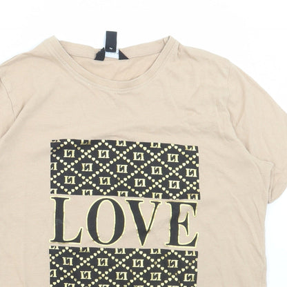 Womens UK Size 6 New Look Beige Basic T-Shirt