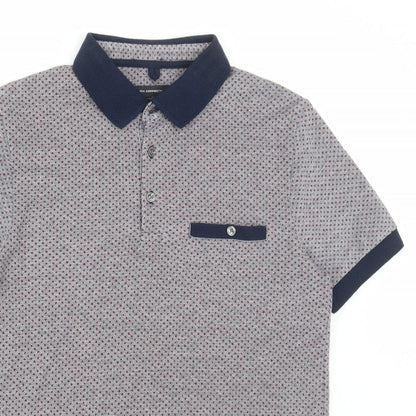 French Connection Mens Multicoloured Geometric Cotton Polo Size XS Collared Button