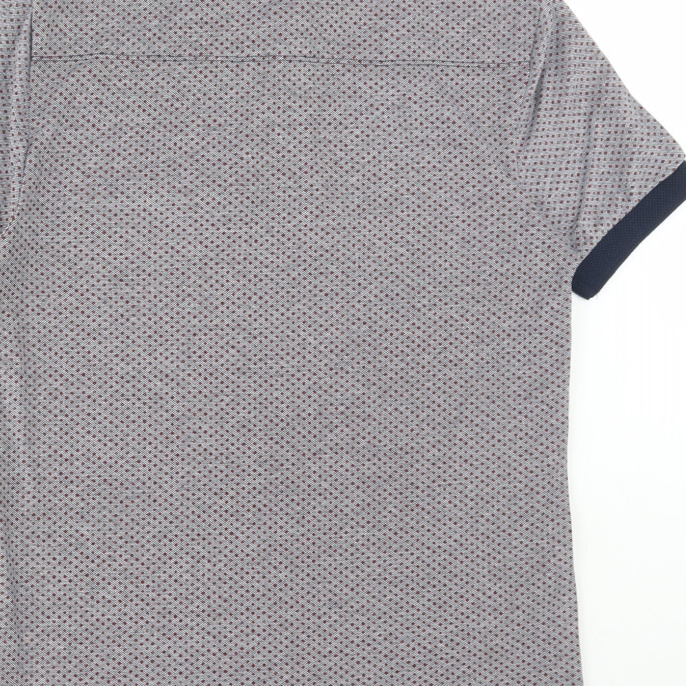 French Connection Mens Multicoloured Geometric Cotton Polo Size XS Collared Button