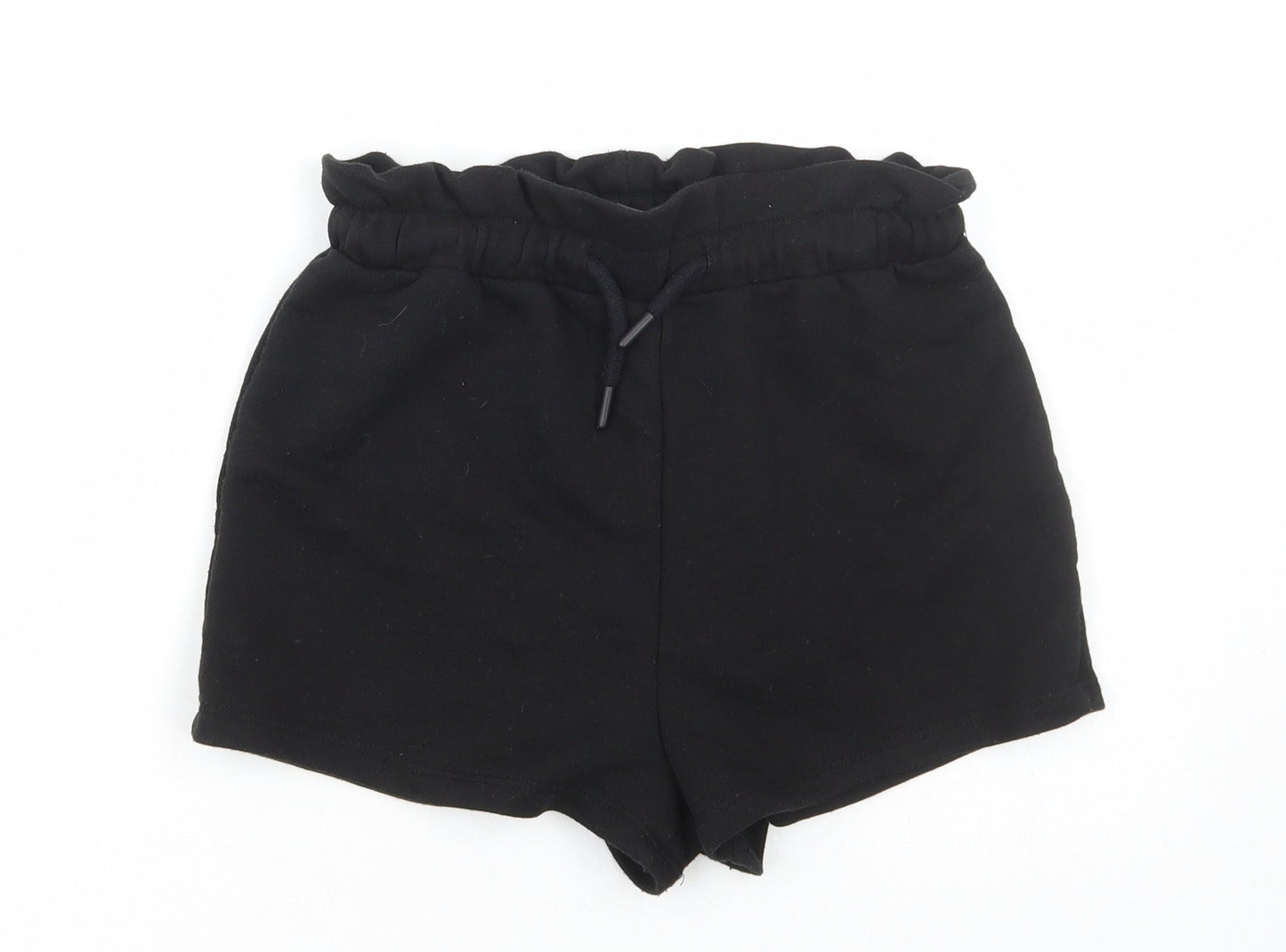 Primark Womens Black Polyester Paperbag Shorts Size XS Regular Drawstring