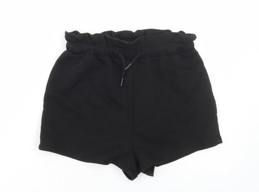 Primark Womens Black Polyester Paperbag Shorts Size XS Regular Drawstring