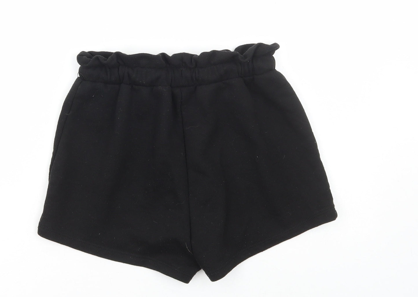 Primark Womens Black Polyester Paperbag Shorts Size XS Regular Drawstring