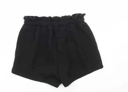 Primark Womens Black Polyester Paperbag Shorts Size XS Regular Drawstring