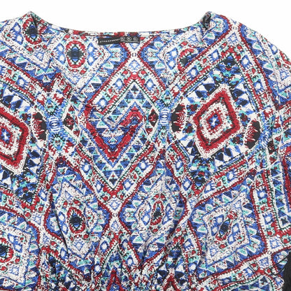 Atmosphere Womens Multicoloured Geometric Polyester Kimono T-Shirt Size XL V-Neck