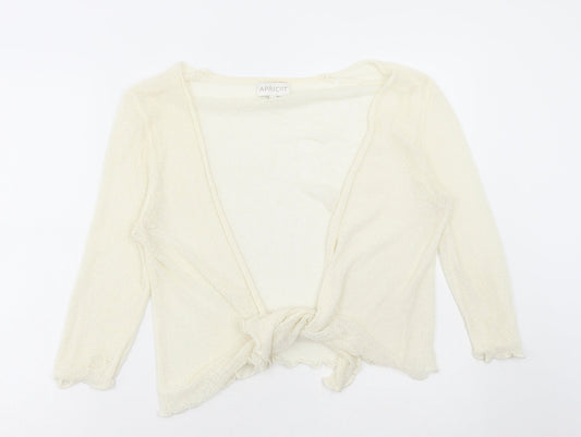 Apricot Womens Ivory V-Neck Acrylic Cardigan Jumper Size M