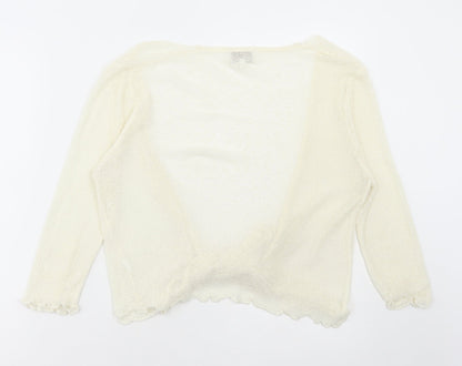 Apricot Womens Ivory V-Neck Acrylic Cardigan Jumper Size M