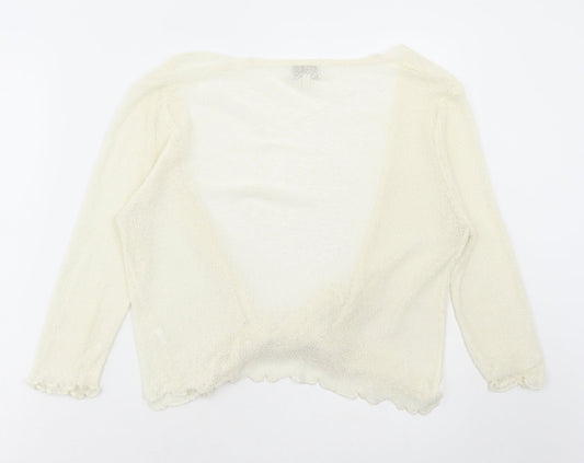 Apricot Womens Ivory V-Neck Acrylic Cardigan Jumper Size M