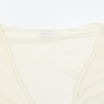 Apricot Womens Ivory V-Neck Acrylic Cardigan Jumper Size M