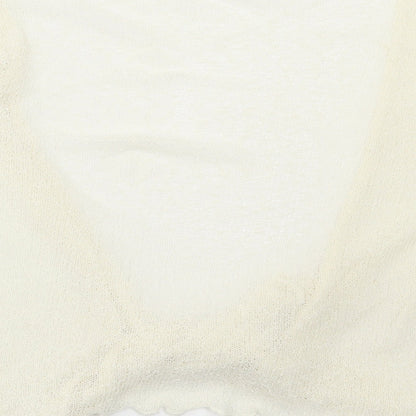 Apricot Womens Ivory V-Neck Acrylic Cardigan Jumper Size M