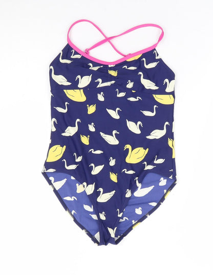 Johnnie B Girls Blue Geometric Polyamide Leotard One-Piece Size 13-14 Years Pullover - Swimsuit, Swans