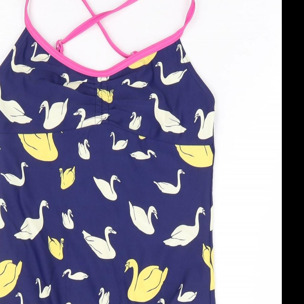Johnnie B Girls Blue Geometric Polyamide Leotard One-Piece Size 13-14 Years Pullover - Swimsuit, Swans