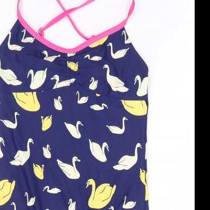 Johnnie B Girls Blue Geometric Polyamide Leotard One-Piece Size 13-14 Years Pullover - Swimsuit, Swans