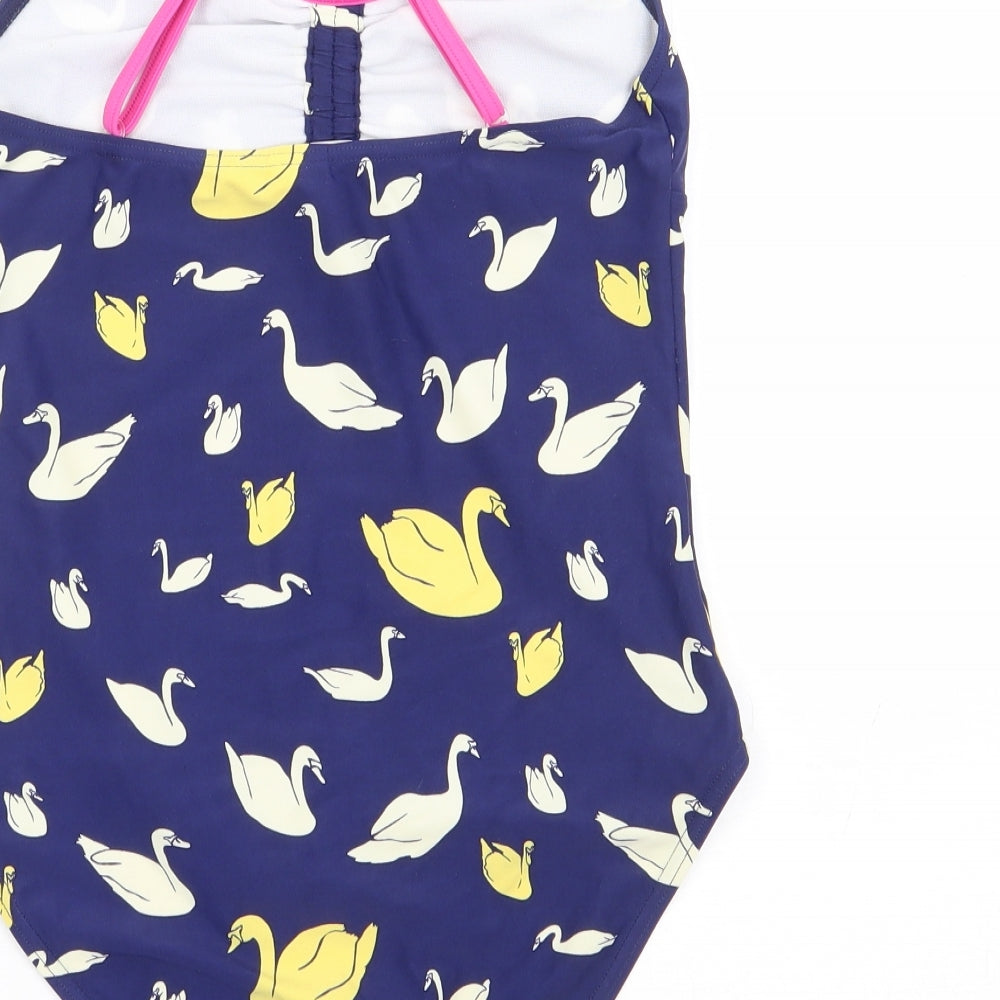 Johnnie B Girls Blue Geometric Polyamide Leotard One-Piece Size 13-14 Years Pullover - Swimsuit, Swans