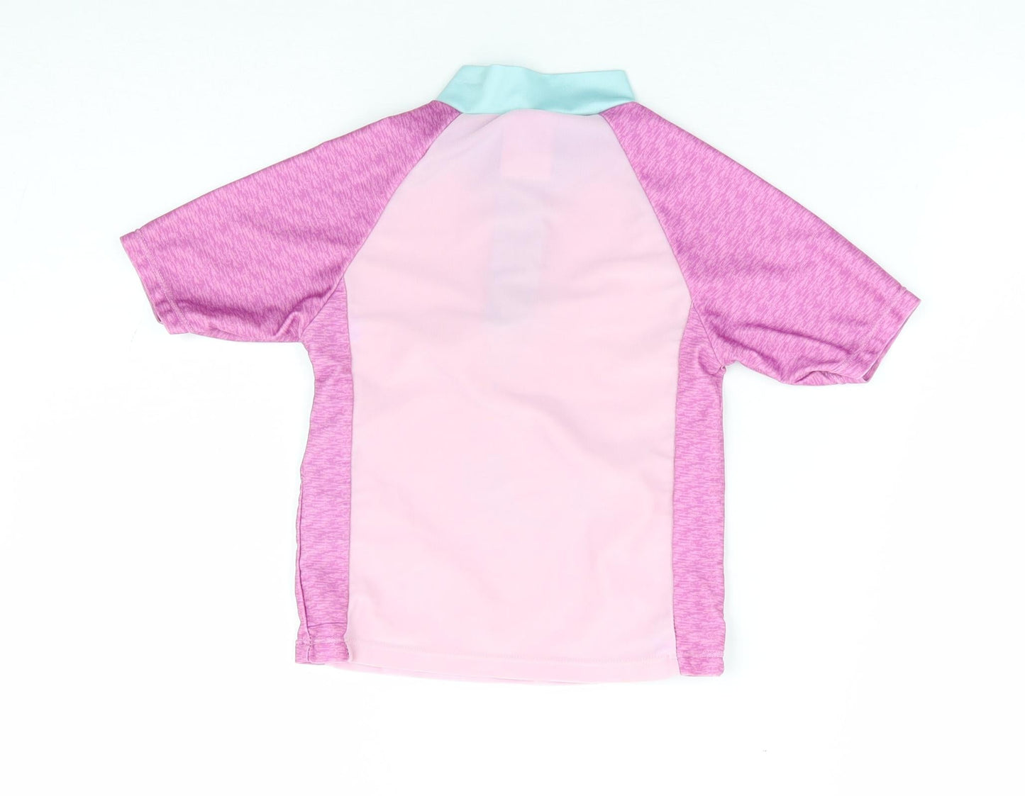Hullabaloo Girls Pink Polyester Jersey T-Shirt Size 4-5 Years Mock Neck Zip - Rashguard, Mermaid in Training