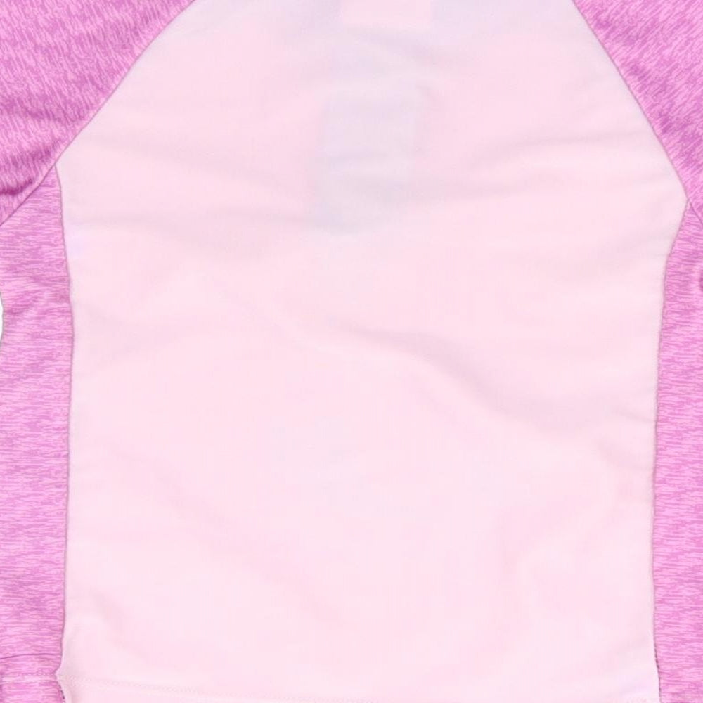 Hullabaloo Girls Pink Polyester Jersey T-Shirt Size 4-5 Years Mock Neck Zip - Rashguard, Mermaid in Training