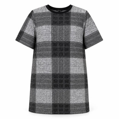 River Island Womens Grey Plaid Polyester Shift Size 10 Round Neck Pullover