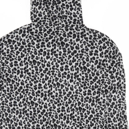 F&F Womens Grey Animal Print Viscose Pullover Hoodie Size 6 Pullover - Soft Touch Leopard Print