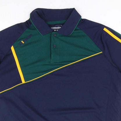 O'Niells Mens Blue Polyester Polo Size L Collared Button
