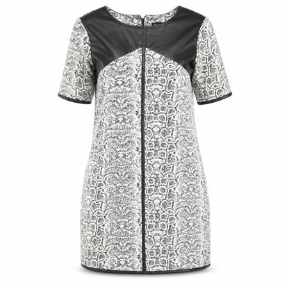 River Island Womens Ivory Animal Print Polyester Shift Size 10 Round Neck Zip - Snake Skin Print