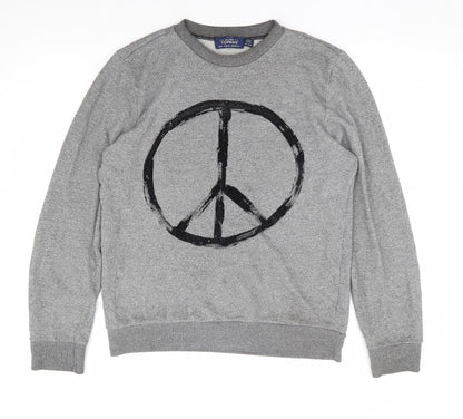 Topman Mens Grey Cotton Pullover Sweatshirt Size S - Peace Symbol