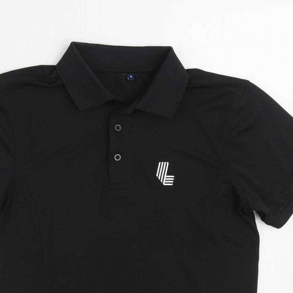 Preworn Mens Black Polyester Polo Size S Collared Pullover