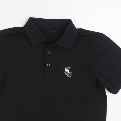 Preworn Mens Black Polyester Polo Size S Collared Pullover