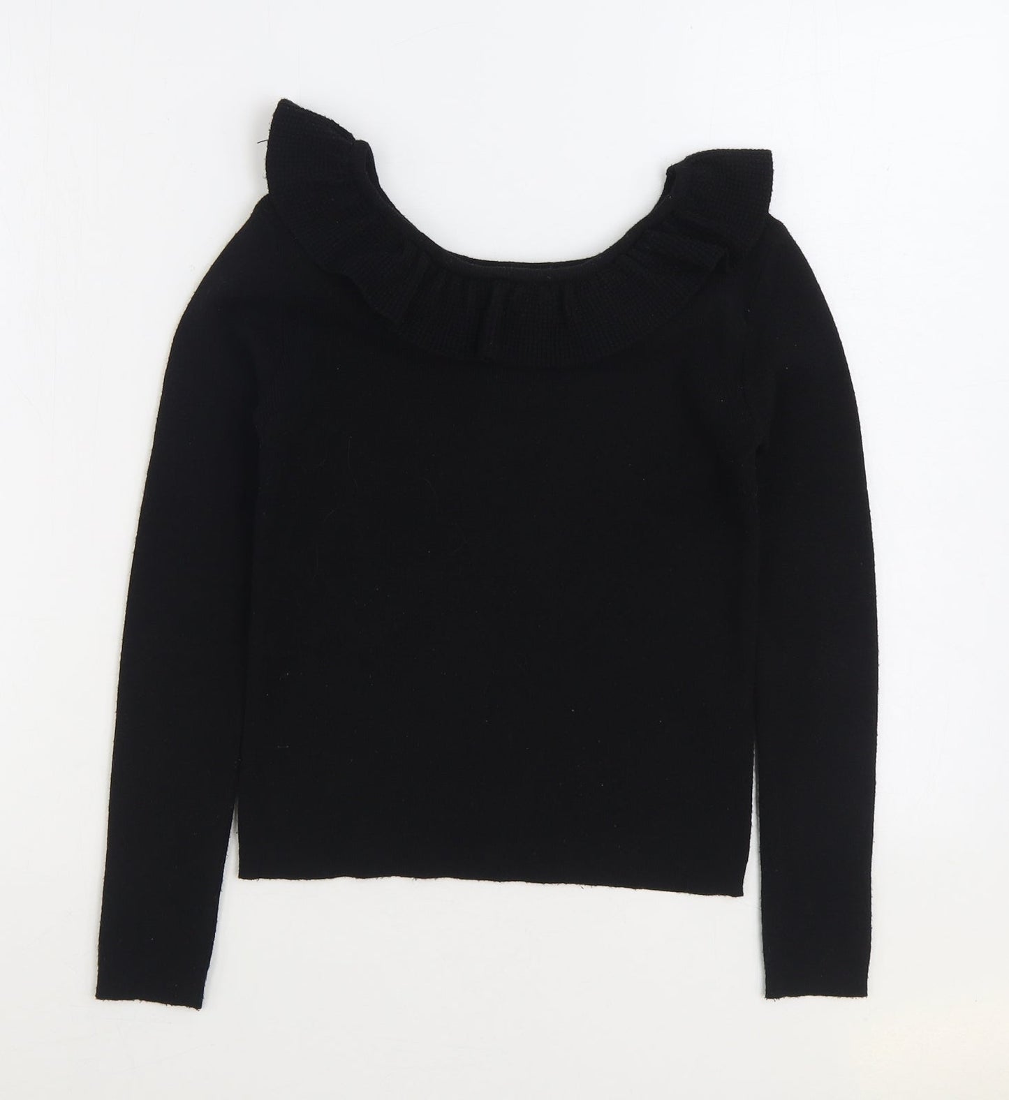 Primark Girls Black Boat Neck Polyester Pullover Jumper Size 11-12 Years Pullover