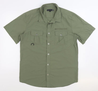 Mens UK Size M Pegasus Green  Button-Up Short Sleeve Casual Shirt