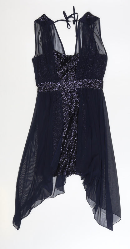 Love Womens Blue Polyester Bodycon Size M Sweetheart Zip
