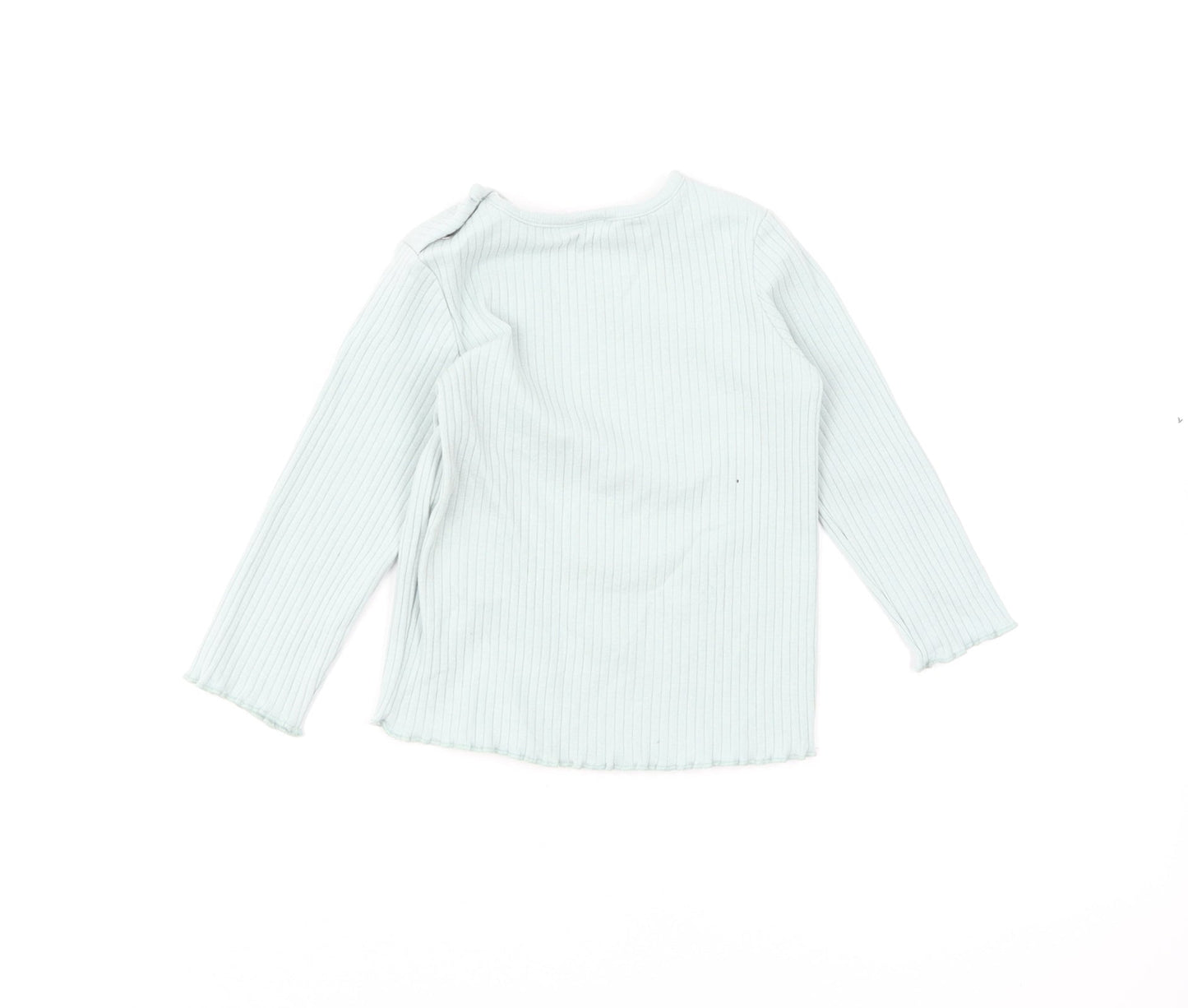 F&F Girls Green Cotton Pullover Jumper Size 6-9 Months Pullover - Lettuce Hem
