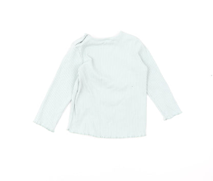 F&F Girls Green Cotton Pullover Jumper Size 6-9 Months Pullover - Lettuce Hem