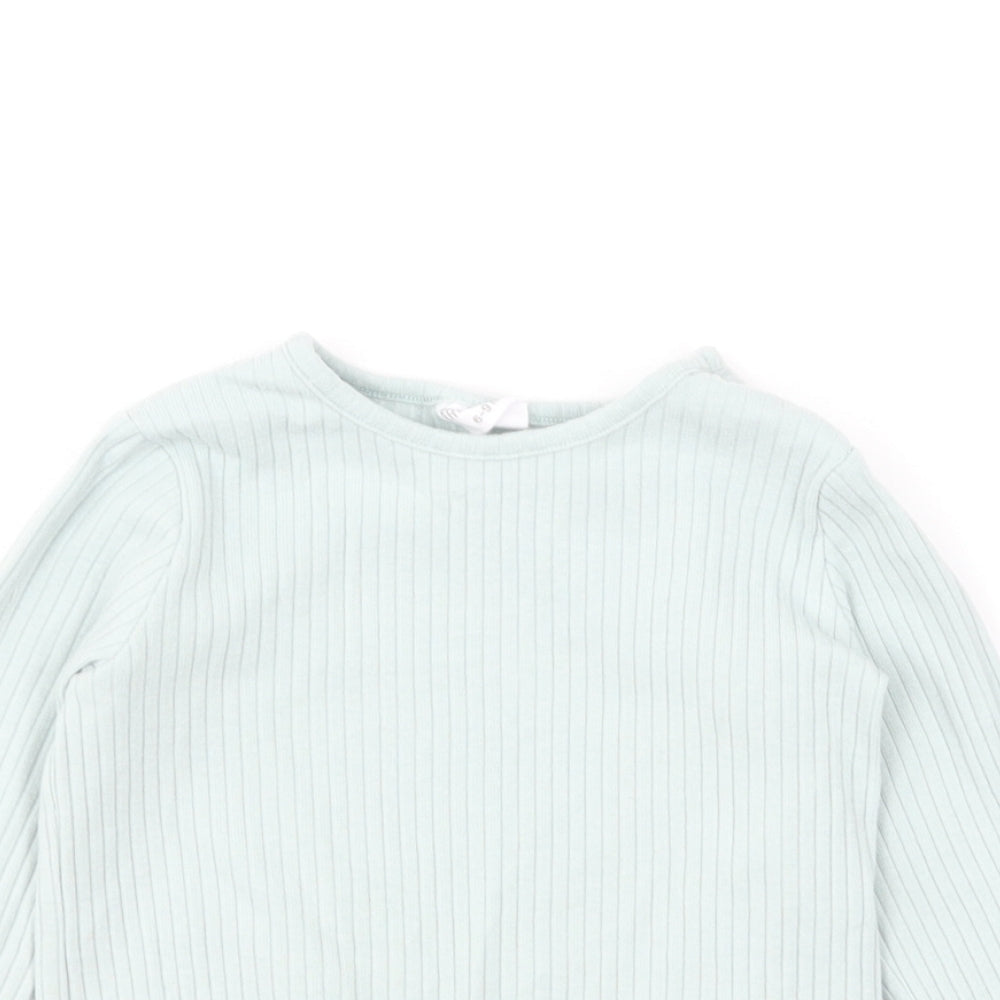 F&F Girls Green Cotton Pullover Jumper Size 6-9 Months Pullover - Lettuce Hem
