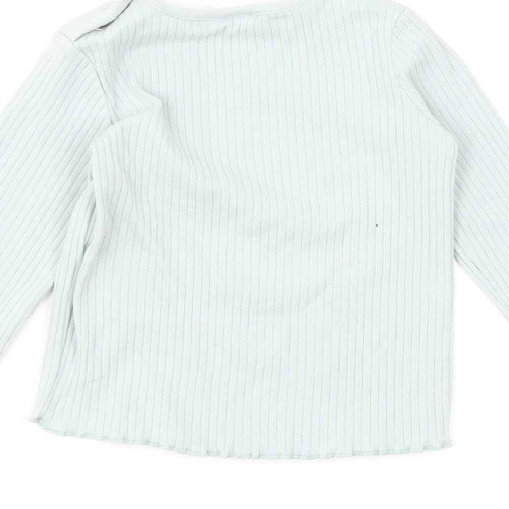 F&F Girls Green Cotton Pullover Jumper Size 6-9 Months Pullover - Lettuce Hem