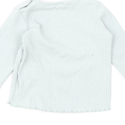 F&F Girls Green Cotton Pullover Jumper Size 6-9 Months Pullover - Lettuce Hem