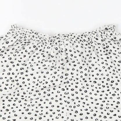 ASOS Womens White Geometric Cotton Sweat Shorts Size 8 L5 in Regular Pull On