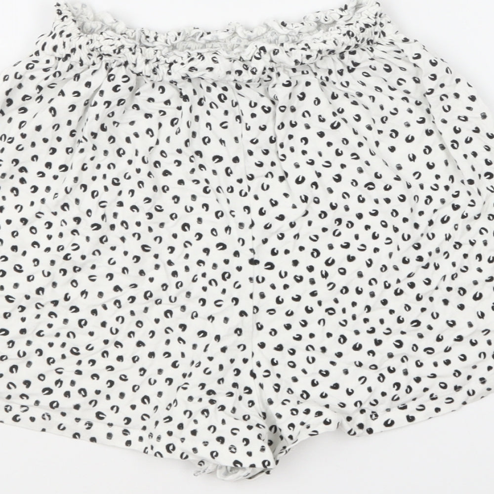 ASOS Womens White Geometric Cotton Sweat Shorts Size 8 L5 in Regular Pull On