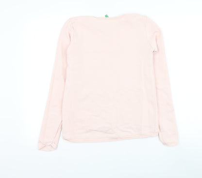 United Colors of Benetton Girls Pink Cotton Pullover Sweatshirt Size 11-12 Years Pullover - Slogan