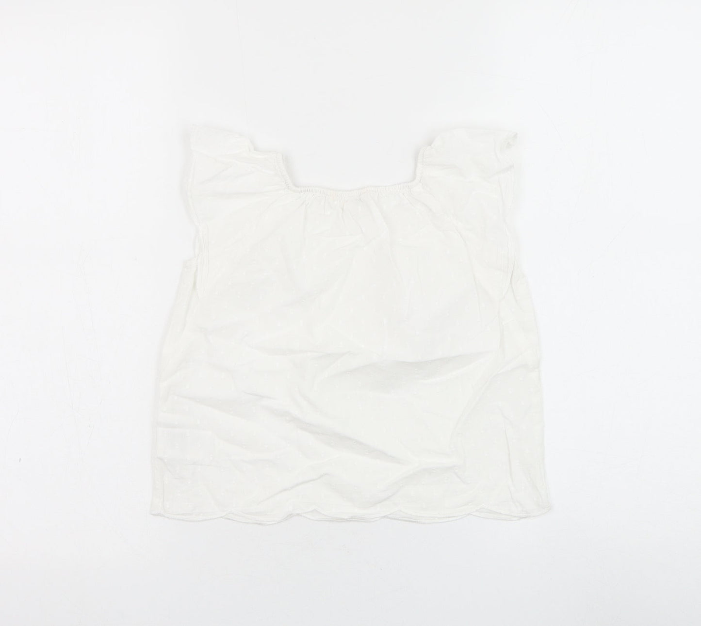H&M Girls White Cotton Basic Blouse Size 5-6 Years Round Neck Pullover