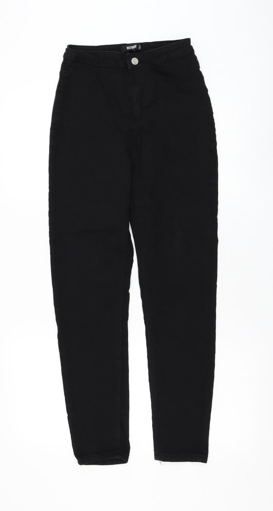 Missguided Womens Black Polyester Skinny Jeans Size 10 L27 in Regular Zip