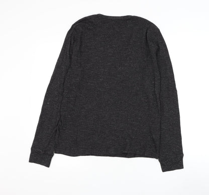 H&M Mens Black Round Neck Cotton Pullover Jumper Size L