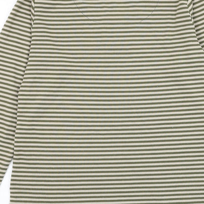 First Avenue Womens Green Round Neck Striped Polyester Pullover Jumper Size M