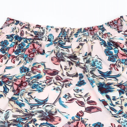 Peacocks Womens Pink Floral Polyester Basic Blouse Size 12 Round Neck