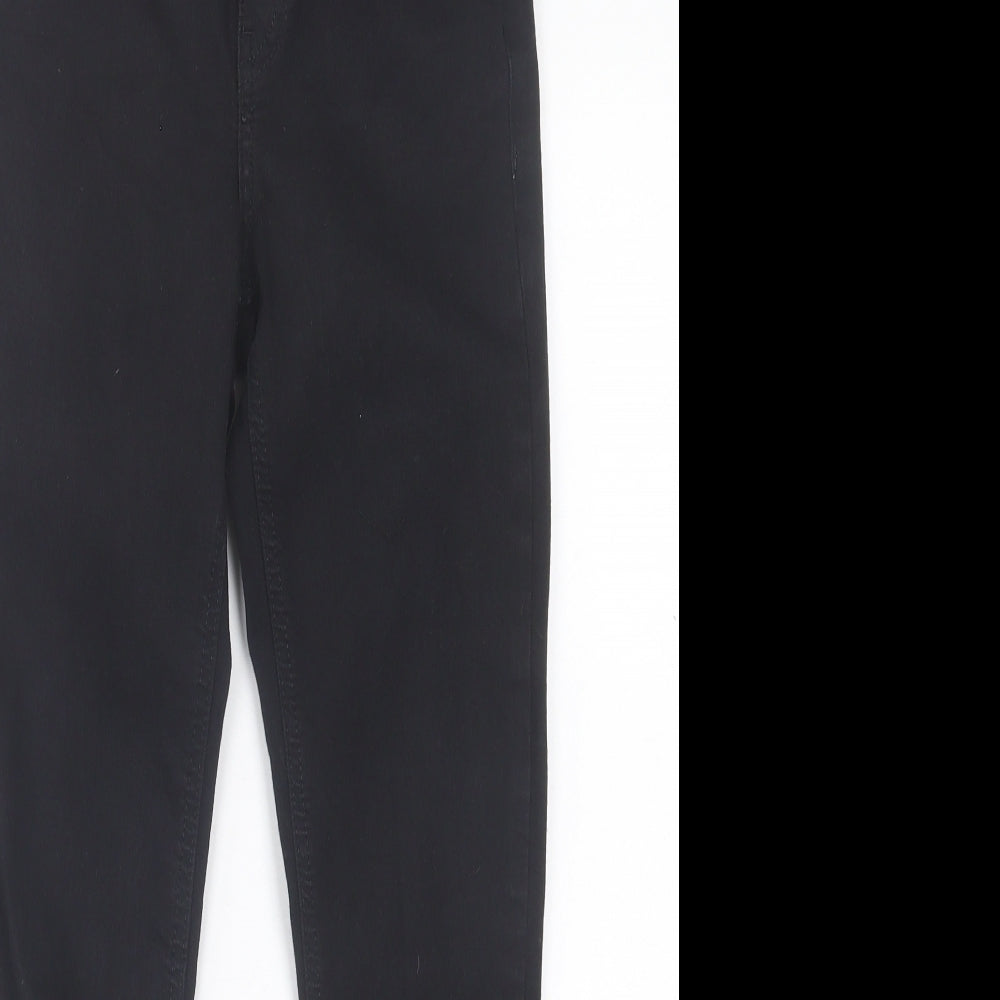 Topshop Womens Black Cotton Skinny Jeans Size 25 in L30 in Regular Button - Ripped Detail