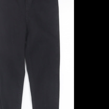 Topshop Womens Black Cotton Skinny Jeans Size 25 in L30 in Regular Button - Ripped Detail
