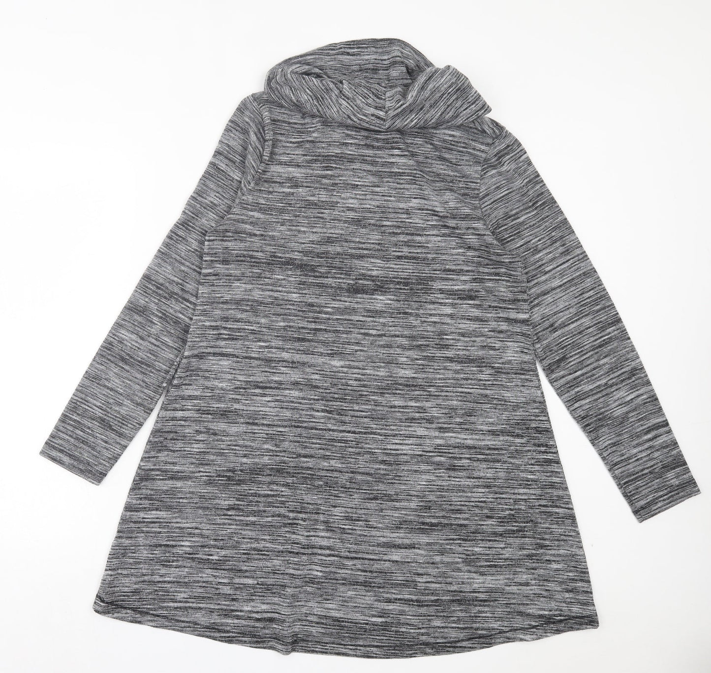 F&F Womens Grey Polyester Jumper Dress Size 12 Roll Neck Pullover