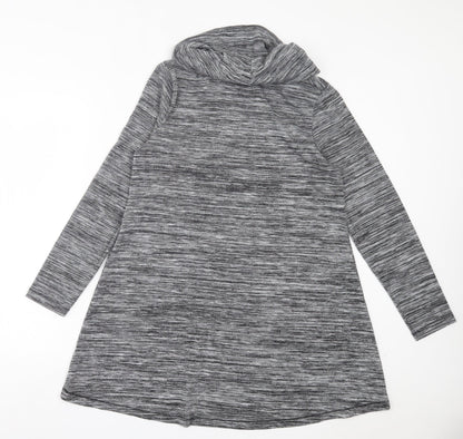 F&F Womens Grey Polyester Jumper Dress Size 12 Roll Neck Pullover