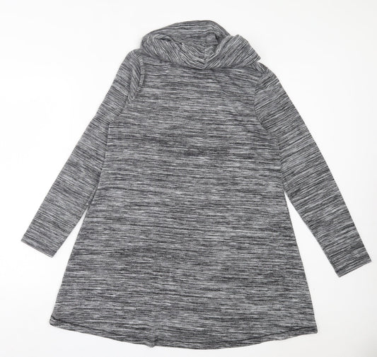 F&F Womens Grey Polyester Jumper Dress Size 12 Roll Neck Pullover