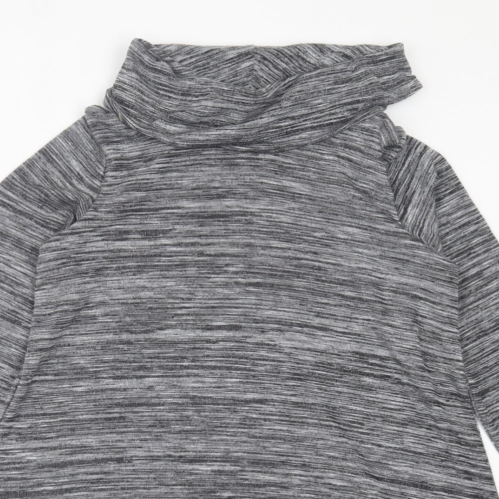 F&F Womens Grey Polyester Jumper Dress Size 12 Roll Neck Pullover